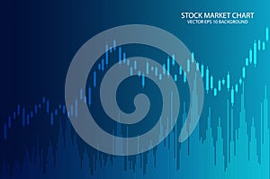 Business candle stick graph chart of stock market investment trading on blue background. vector illustration