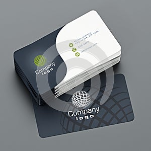 Business card back and front with generic info. 3D illustration