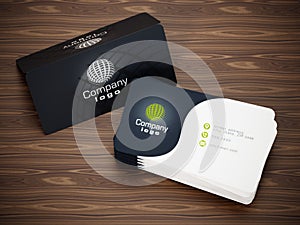 Business card back and front with generic info. 3D illustration