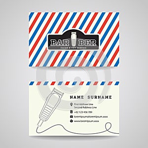 Business card - Barber shop and hair clippers logo vector design photo