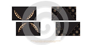 Business card black with brown indian pattern