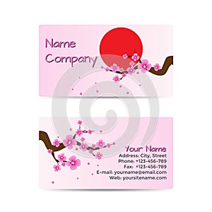 Business Card with Blooming Sakura