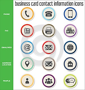 Business card contact information icons collection