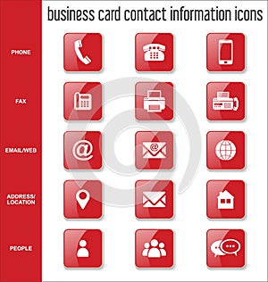 Business card contact information icons collection