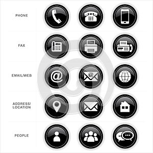 Business card contact information icons collection