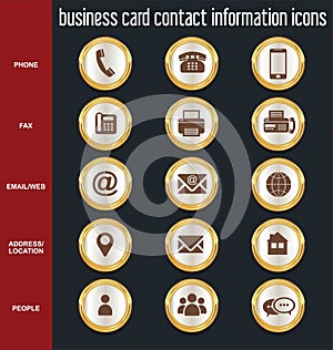 Business card contact information icons collection