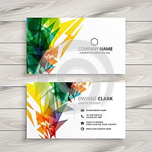 Business card design with abstract colorful shapes