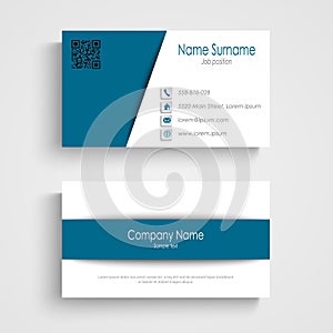 Business card with design blue white stripes template