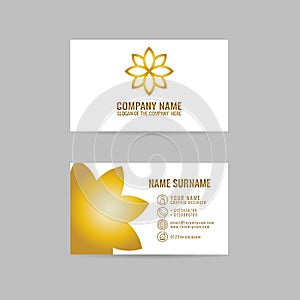 Business card design idea. Yoga logo template. Yoga`s symbol -lotus