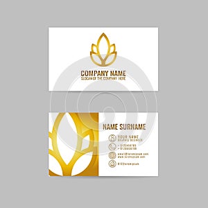 Business card design idea. Yoga logo template. Yoga`s symbol -lotus