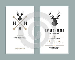 Business Card Design and Retro Logo Template. Vector Design Element Vintage Style for Logotype