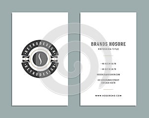 Business Card Design and Retro Style Logo Template.