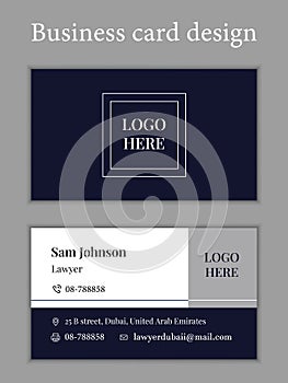 Business card design template in blue colors vector for a worker, manager