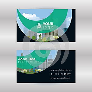 Business card green theme. Modern business card template