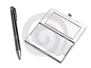 Business card holder case with stylo