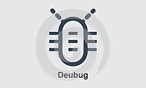 Debug vector icon, debug vector flat design. photo