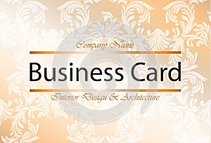 Business Card Interior Design and Architecture. Classic damask ornamented backgrounds