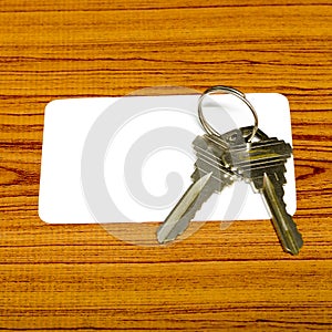 Business card and keys