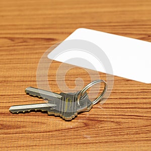 Business card and keys