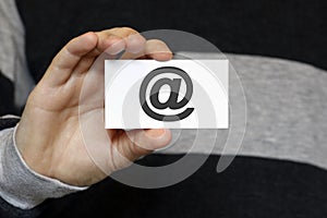 Business card messaging email sending sign