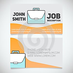 Business card print template with briefcase logo