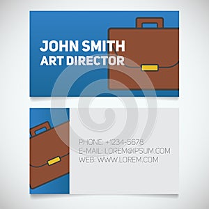 Business card print template with briefcase logo. Businessman