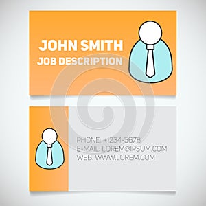 Business card print template with businessman in shirt and tie logo