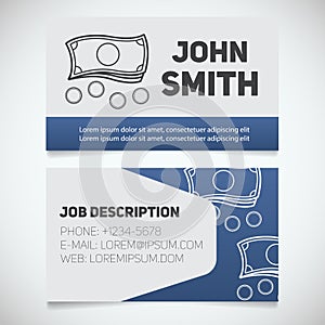 Business card print template with cash and coins logo