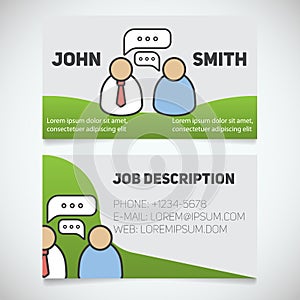 Business card print template with interview logo