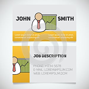 Business card print template with presentation graph logo