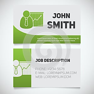 Business card print template with presentation graph logo