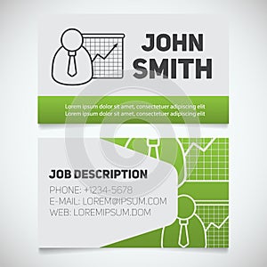 Business card print template with presentation graph logo