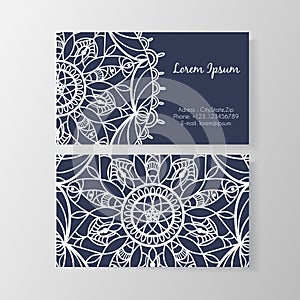 Business card with stylish modern floral pattern