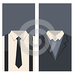 Business Card with Suits and Ties Design. Vector