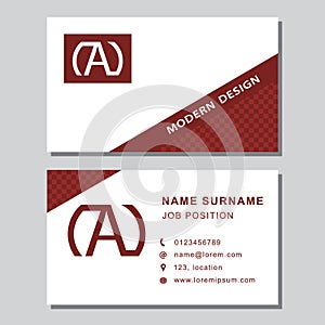Business card template with abstract monogram design elements. Modern elegant emblem letter A. Creative modern graceful background