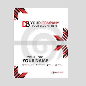 Business card template in black and red. with a flat and horizontal design plus the DB logo Letter on the back.