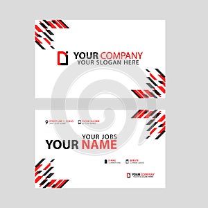 Business card template in black and red. with a flat and horizontal design plus the DI logo Letter on the back.