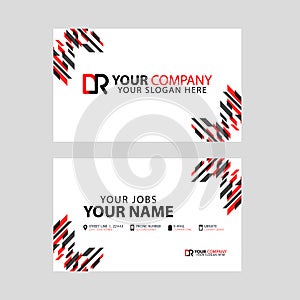 Business card template in black and red. with a flat and horizontal design plus the DR logo Letter on the back.