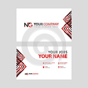 Business card template in black and red. with a flat and horizontal design plus the NG logo Letter on the back.