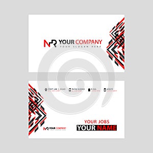 Business card template in black and red. with a flat and horizontal design plus the NR logo Letter on the back.