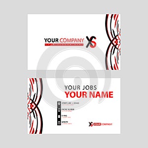 Business card template in black and red. with a flat and horizontal design plus the XS logo Letter on the back.