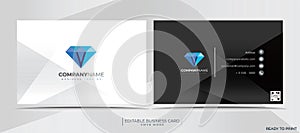 Business card template with company logo in CMYK mode, ready to print and fully edi