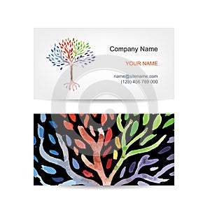 Business card template design. Art tree