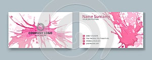 Business card template design with brush strokes. photo