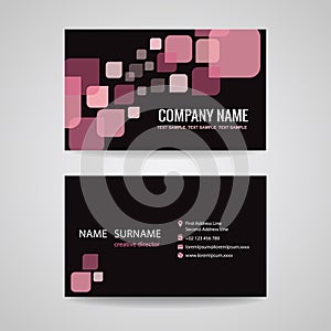 Business card Template design pink-black tone
