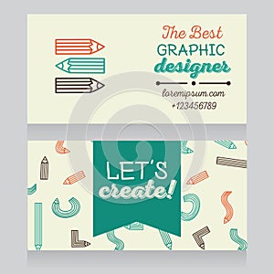 Business card template for graphic designer or for art therapist/art classes