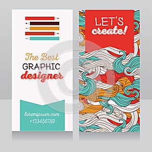 Business card template for graphic designer or for art therapist/art classes