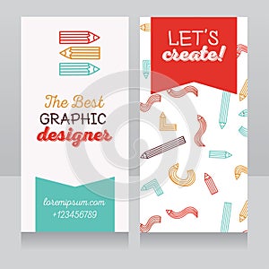 Business card template for graphic designer or for art therapist/art classes