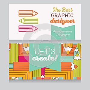 Business card template for graphic designer or for art therapist/art classes