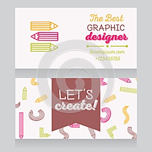 Business card template for graphic designer or for art therapist/art classes